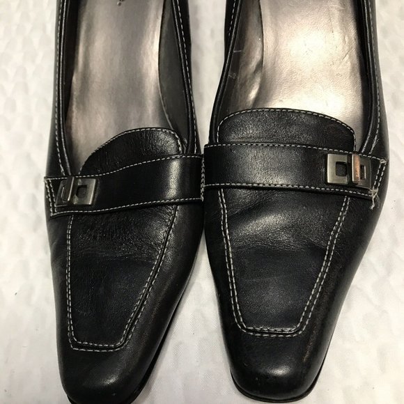 MARIPE Womens BLack Slip on LOAFER Heels SHOES SIZE 6.5 - Picture 1 of 7